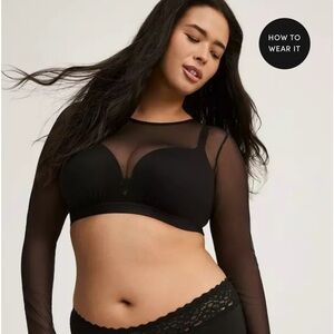 Elegant Black Sheer Long Sleeve mesh top